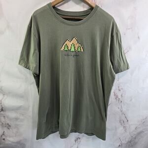 Life Is Good T Shirt Mens XL Green Mountain Tree Tee Short Sleeve Forest